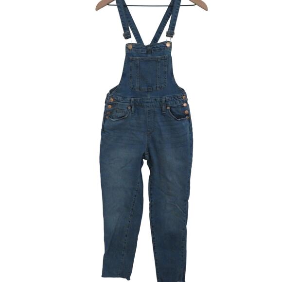 Universal Thread Womens Sz 25R Blue Denim Overalls Front Pockets Cross Back - Picture 1 of 6